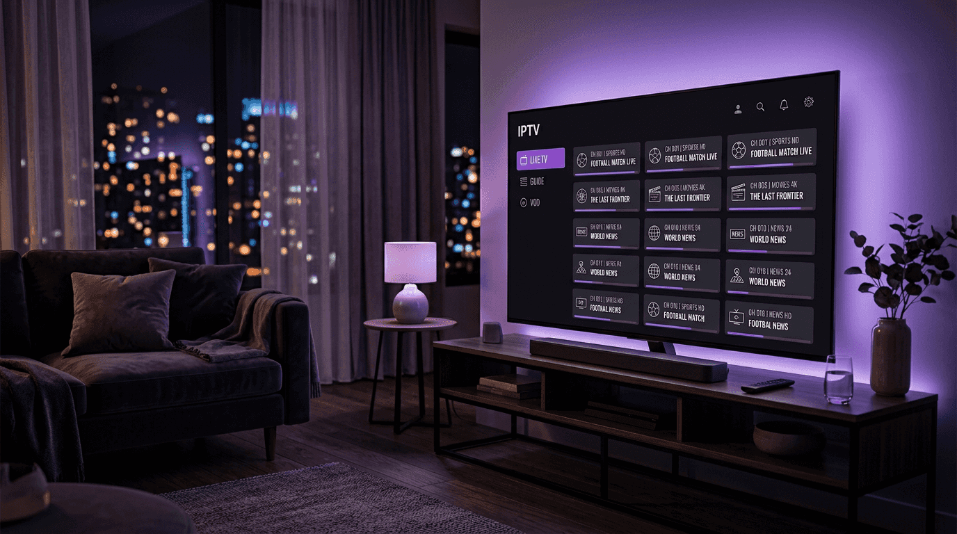 Premium-IPTV-Streaming auf dem Fernseher mit Live-TV und VOD